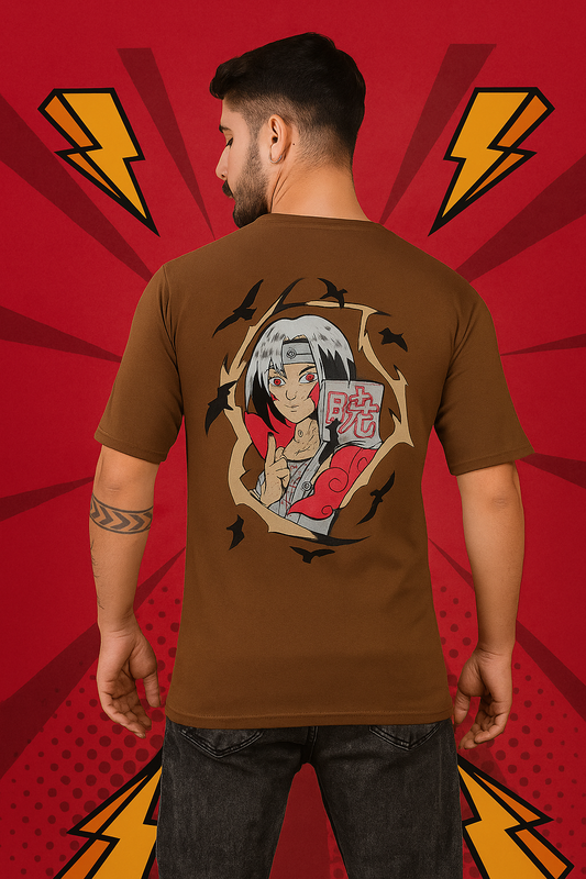 Brown T-SHIRT with a print of Sakura Haruno